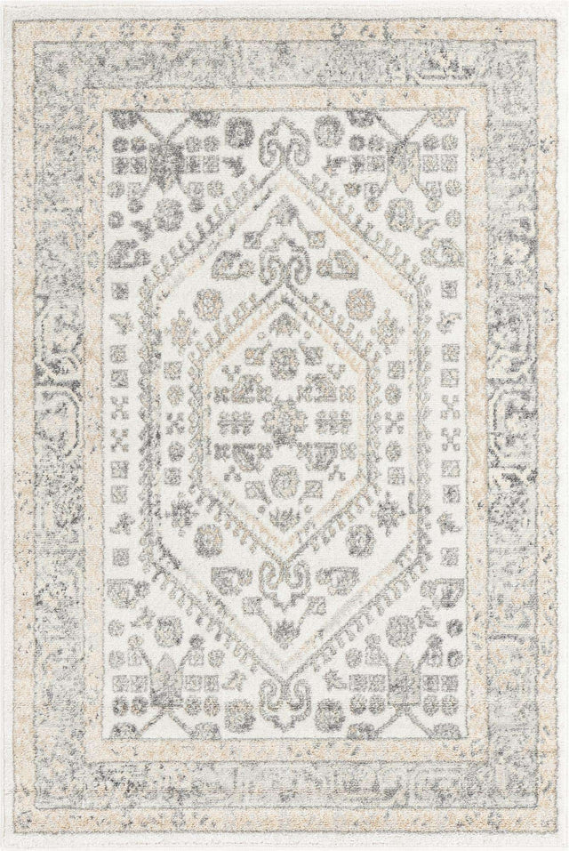 Ivory 4' x 6' Aurelia Rectangle Area Rug 100% Polypropylene & Jute Backing Living Dining Room Bedroom Office Traditional Carpet for Sale at Rug Engine