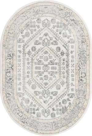 Ivory 4' x 6' Aurelia Oval Area Rug 100% Polypropylene & Jute Backing Living Dining Room Bedroom Office Traditional Carpet for Sale at Rug Engine