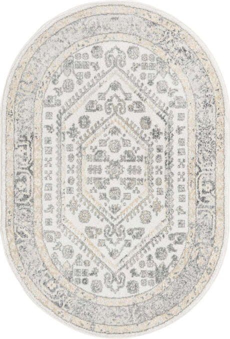 Ivory 4' x 6' Aurelia Oval Area Rug 100% Polypropylene & Jute Backing Living Dining Room Bedroom Office Traditional Carpet for Sale at Rug Engine