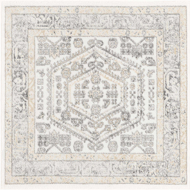 Ivory 4' x 4' Aurelia Square Area Rug 100% Polypropylene & Jute Backing Living Dining Room Bedroom Office Traditional Carpet for Sale at Rug Engine