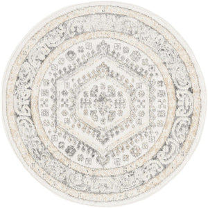 Ivory 3' x 3' Aurelia Round Area Rug 100% Polypropylene & Jute Backing Living Dining Room Bedroom Office Traditional Carpet for Sale at Rug Engine