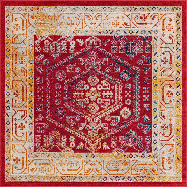 Magenta 7' 10 x 7' 10 Aurelia Square Area Rug 100% Polypropylene & Jute Backing Living Dining Room Bedroom Office Traditional Carpet for Sale at Rug Engine