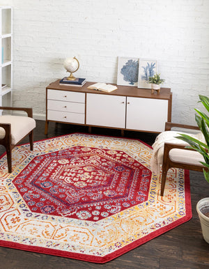 Magenta 7' x 7' Aurelia Octagon Area Rug 100% Polypropylene & Jute Backing Living Dining Room Bedroom Office Traditional Carpet for Sale at Rug Engine