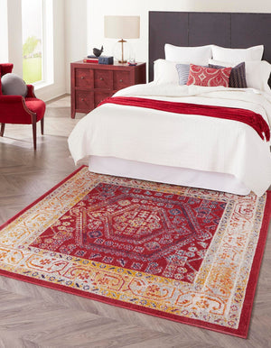 Magenta 6' x 6' Aurelia Square Area Rug 100% Polypropylene & Jute Backing Living Dining Room Bedroom Office Traditional Carpet for Sale at Rug Engine