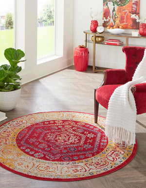 Magenta 7' x 7' Aurelia Round Area Rug 100% Polypropylene & Jute Backing Living Dining Room Bedroom Office Traditional Carpet for Sale at Rug Engine