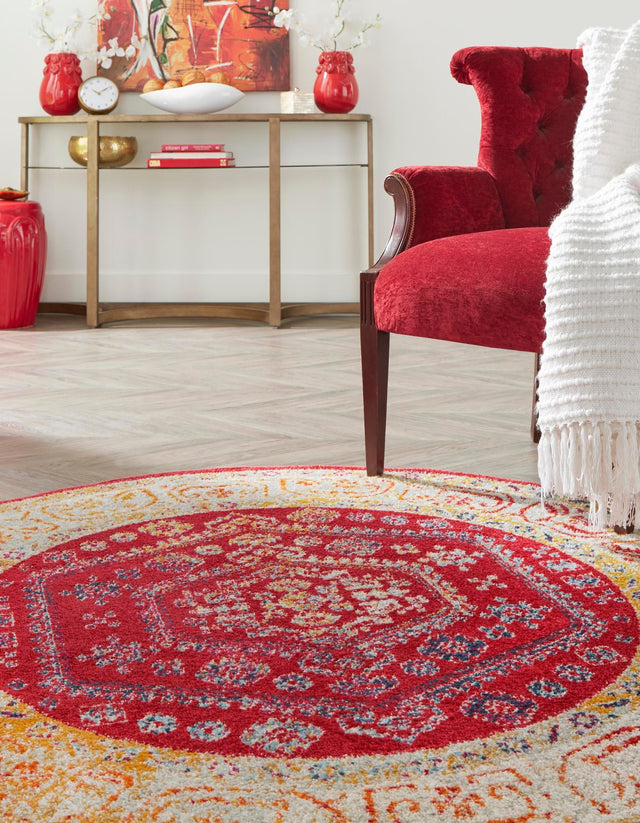 Magenta 3' x 3' Aurelia Round Area Rug 100% Polypropylene & Jute Backing Living Dining Room Bedroom Office Traditional Carpet for Sale at Rug Engine
