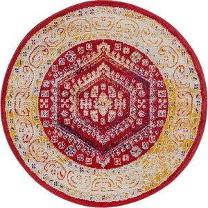 Magenta 3' x 3' Aurelia Round Area Rug 100% Polypropylene & Jute Backing Living Dining Room Bedroom Office Traditional Carpet for Sale at Rug Engine