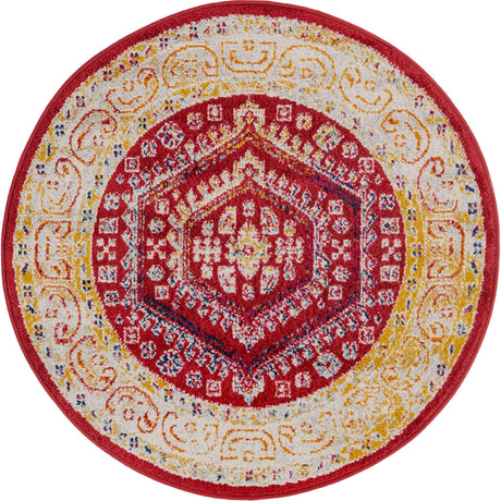 Magenta 3' x 3' Aurelia Round Area Rug 100% Polypropylene & Jute Backing Living Dining Room Bedroom Office Traditional Carpet for Sale at Rug Engine