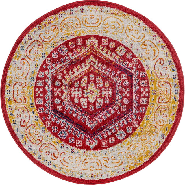 Magenta 3' x 3' Aurelia Round Area Rug 100% Polypropylene & Jute Backing Living Dining Room Bedroom Office Traditional Carpet for Sale at Rug Engine