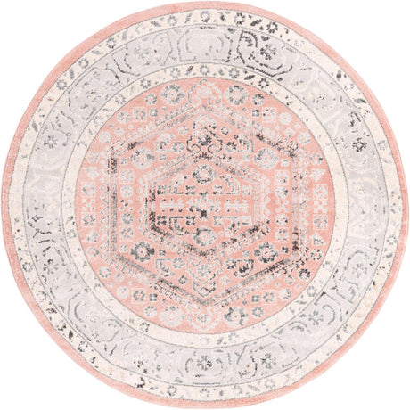 Rose 7' x 7' Aurelia Round Area Rug 100% Polypropylene & Jute Backing Living Dining Room Bedroom Office Traditional Carpet for Sale at Rug Engine