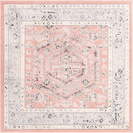 Rose 6' x 6' Aurelia Square Area Rug 100% Polypropylene & Jute Backing Living Dining Room Bedroom Office Traditional Carpet for Sale at Rug Engine