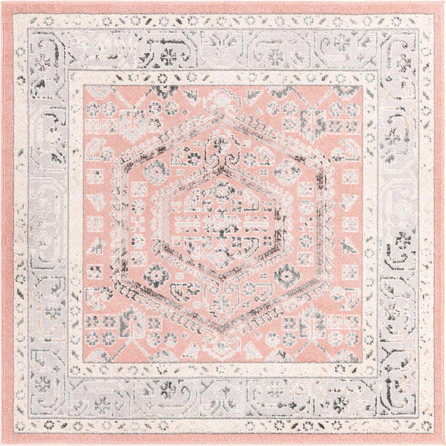 Rose 6' x 6' Aurelia Square Area Rug 100% Polypropylene & Jute Backing Living Dining Room Bedroom Office Traditional Carpet for Sale at Rug Engine