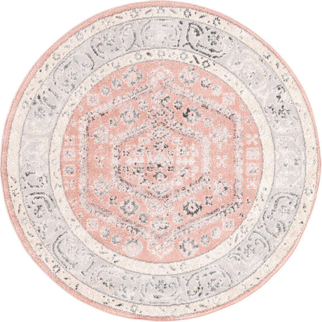 Rose 5' x 5' Aurelia Round Area Rug 100% Polypropylene & Jute Backing Living Dining Room Bedroom Office Traditional Carpet for Sale at Rug Engine