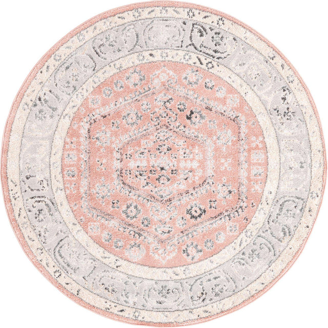 Rose 5' x 5' Aurelia Round Area Rug 100% Polypropylene & Jute Backing Living Dining Room Bedroom Office Traditional Carpet for Sale at Rug Engine