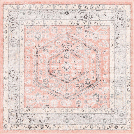Rose 4' x 4' Aurelia Square Area Rug 100% Polypropylene & Jute Backing Living Dining Room Bedroom Office Traditional Carpet for Sale at Rug Engine