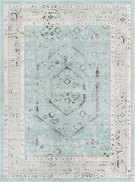 Aqua 9' x 12' Aurelia Rectangle Area Rug 100% Polypropylene & Jute Backing Living Dining Room Bedroom Office Traditional Carpet for Sale at Rug Engine