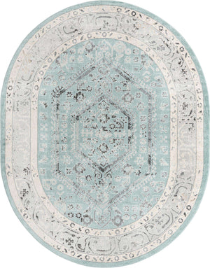 Aqua 7' 10 x 10' Aurelia Oval Area Rug 100% Polypropylene & Jute Backing Living Dining Room Bedroom Office Traditional Carpet for Sale at Rug Engine