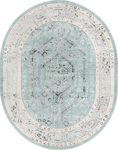Aqua 7' 10 x 10' Aurelia Oval Area Rug 100% Polypropylene & Jute Backing Living Dining Room Bedroom Office Traditional Carpet for Sale at Rug Engine
