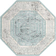 Aqua 7' x 7' Aurelia Octagon Area Rug 100% Polypropylene & Jute Backing Living Dining Room Bedroom Office Traditional Carpet for Sale at Rug Engine
