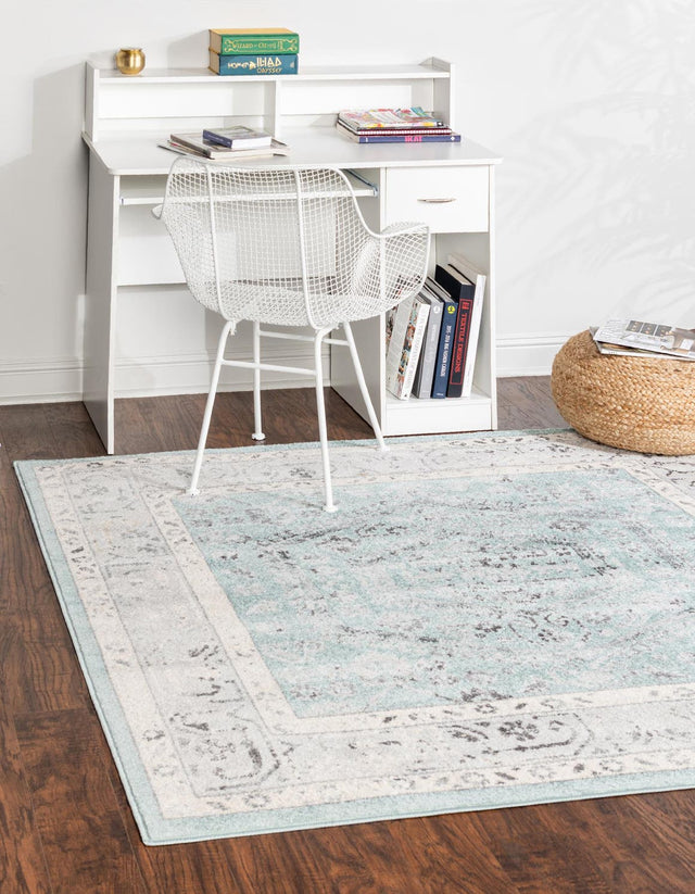 Aqua 6' x 6' Aurelia Square Area Rug 100% Polypropylene & Jute Backing Living Dining Room Bedroom Office Traditional Carpet for Sale at Rug Engine