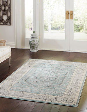 Aqua 6' x 9' Aurelia Rectangle Area Rug 100% Polypropylene & Jute Backing Living Dining Room Bedroom Office Traditional Carpet for Sale at Rug Engine