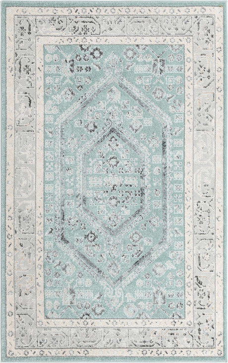 Aqua 5' x 8' Aurelia Rectangle Area Rug 100% Polypropylene & Jute Backing Living Dining Room Bedroom Office Traditional Carpet for Sale at Rug Engine