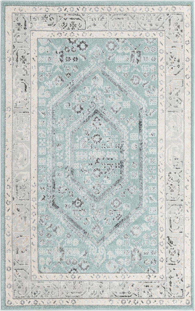 Aqua 5' x 8' Aurelia Rectangle Area Rug 100% Polypropylene & Jute Backing Living Dining Room Bedroom Office Traditional Carpet for Sale at Rug Engine