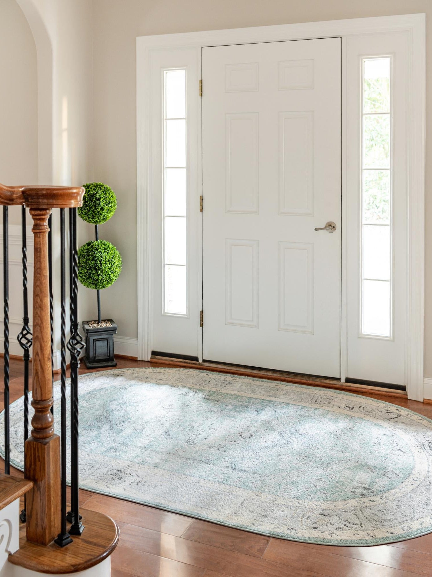 Aqua 7' 10 x 10' Aurelia Oval Area Rug 100% Polypropylene & Jute Backing Living Dining Room Bedroom Office Traditional Carpet for Sale at Rug Engine