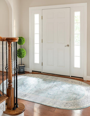 Aqua 7' 10 x 10' Aurelia Oval Area Rug 100% Polypropylene & Jute Backing Living Dining Room Bedroom Office Traditional Carpet for Sale at Rug Engine
