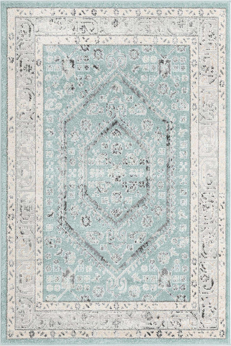 Aqua 4' x 6' Aurelia Rectangle Area Rug 100% Polypropylene & Jute Backing Living Dining Room Bedroom Office Traditional Carpet for Sale at Rug Engine