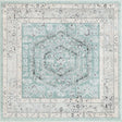 Aqua 4' x 4' Aurelia Square Area Rug 100% Polypropylene & Jute Backing Living Dining Room Bedroom Office Traditional Carpet for Sale at Rug Engine