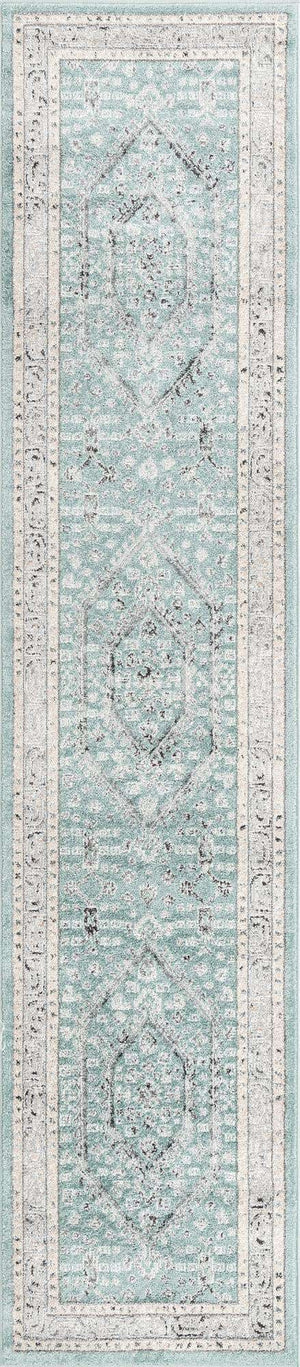 Aqua 2' 7 x 12' Aurelia Runner Area Rug 100% Polypropylene & Jute Backing Living Dining Room Bedroom Office Traditional Carpet for Sale at Rug Engine