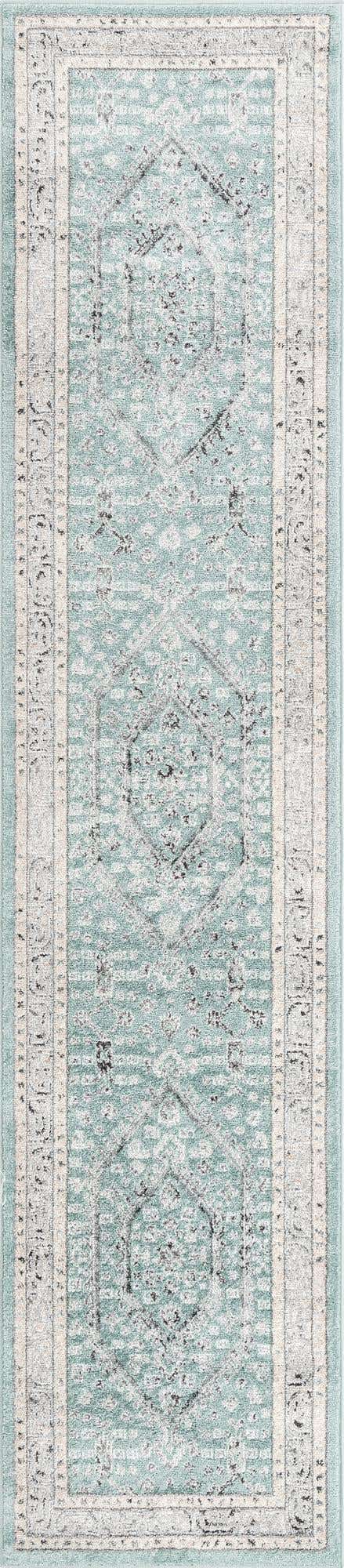 Aqua 2' 7 x 12' Aurelia Runner Area Rug 100% Polypropylene & Jute Backing Living Dining Room Bedroom Office Traditional Carpet for Sale at Rug Engine