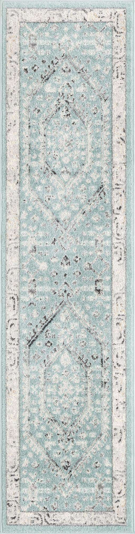 Aqua 2' x 8' Aurelia Runner Area Rug 100% Polypropylene & Jute Backing Living Dining Room Bedroom Office Traditional Carpet for Sale at Rug Engine