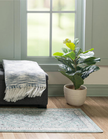 Aqua 2' 7 x 12' Aurelia Runner Area Rug 100% Polypropylene & Jute Backing Living Dining Room Bedroom Office Traditional Carpet for Sale at Rug Engine