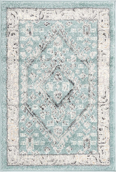 Aqua 2' x 3' Aurelia Rectangle Area Rug 100% Polypropylene & Jute Backing Living Dining Room Bedroom Office Traditional Carpet for Sale at Rug Engine