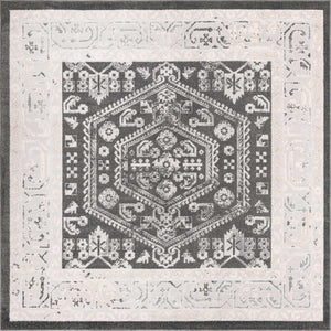 Charcoal 8' x 8' Aurelia Square Area Rug 100% Polypropylene & Jute Backing Living Dining Room Bedroom Office Traditional Carpet for Sale at Rug Engine