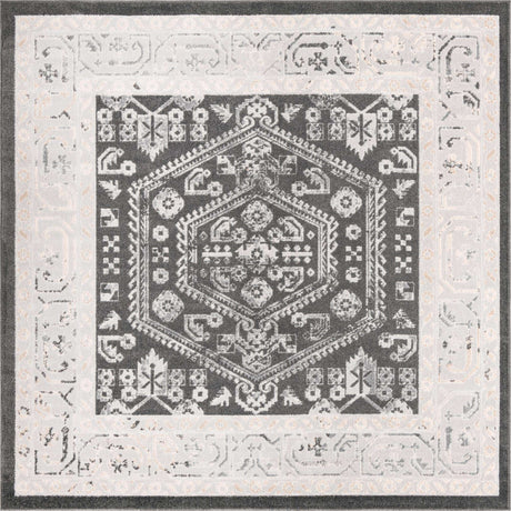 Charcoal 8' x 8' Aurelia Square Area Rug 100% Polypropylene & Jute Backing Living Dining Room Bedroom Office Traditional Carpet for Sale at Rug Engine