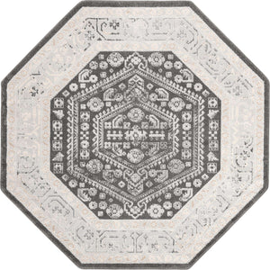 Charcoal 7' x 7' Aurelia Octagon Area Rug 100% Polypropylene & Jute Backing Living Dining Room Bedroom Office Traditional Carpet for Sale at Rug Engine