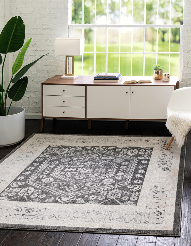 Charcoal 8' x 8' Aurelia Square Area Rug 100% Polypropylene & Jute Backing Living Dining Room Bedroom Office Traditional Carpet for Sale at Rug Engine