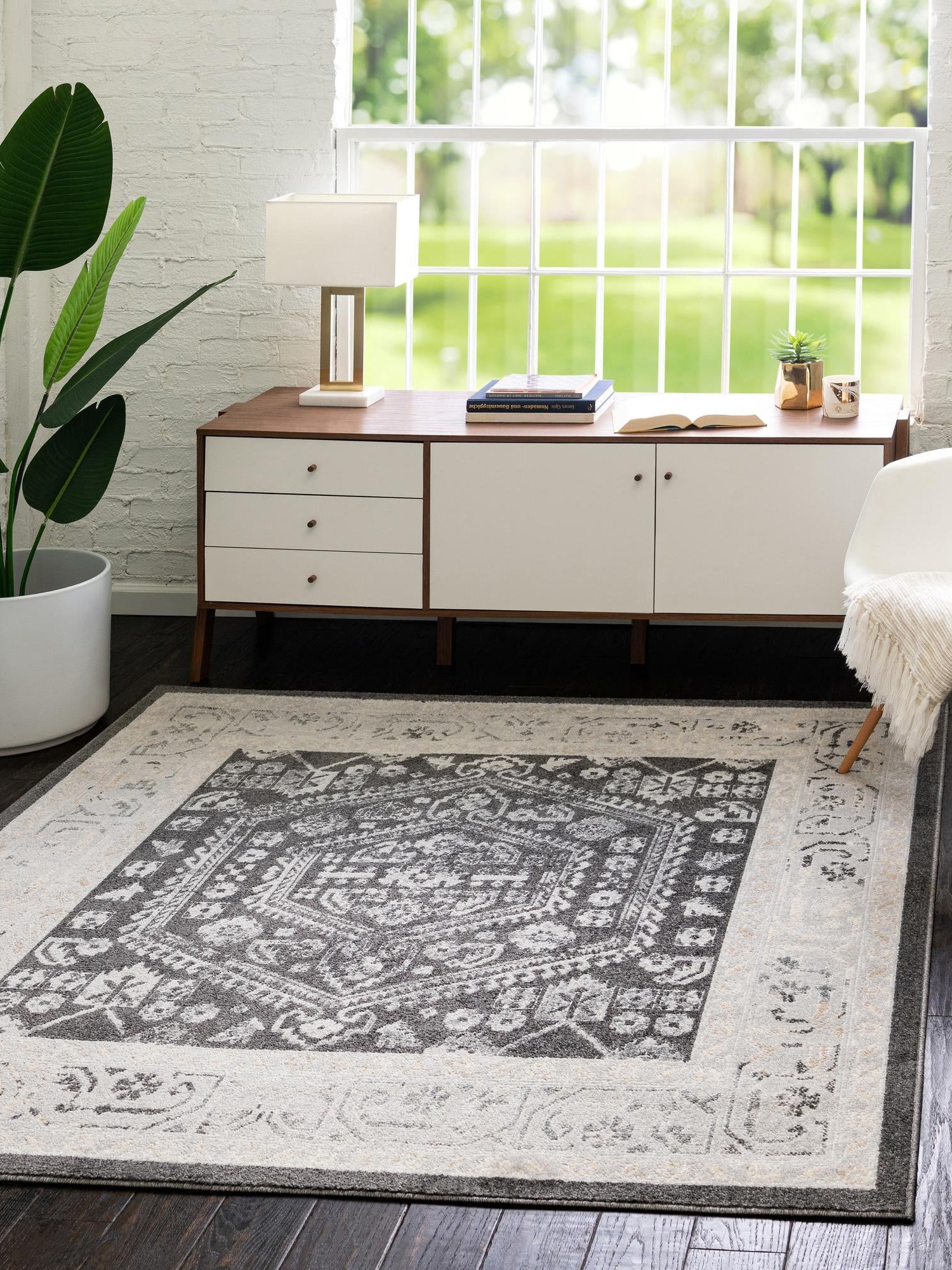 Charcoal 6' x 6' Aurelia Square Area Rug 100% Polypropylene & Jute Backing Living Dining Room Bedroom Office Traditional Carpet for Sale at Rug Engine