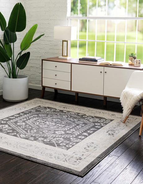 Charcoal 6' x 6' Aurelia Square Area Rug 100% Polypropylene & Jute Backing Living Dining Room Bedroom Office Traditional Carpet for Sale at Rug Engine