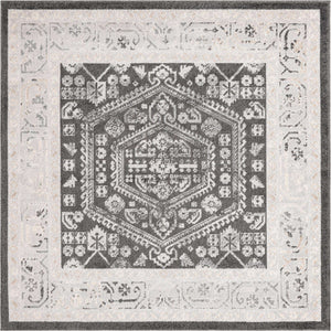 Charcoal 6' x 6' Aurelia Square Area Rug 100% Polypropylene & Jute Backing Living Dining Room Bedroom Office Traditional Carpet for Sale at Rug Engine