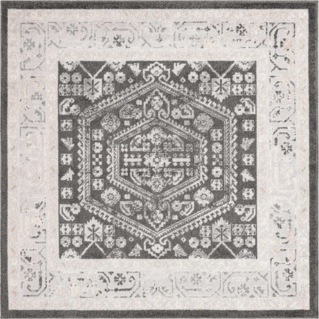 Charcoal 6' x 6' Aurelia Square Area Rug 100% Polypropylene & Jute Backing Living Dining Room Bedroom Office Traditional Carpet for Sale at Rug Engine