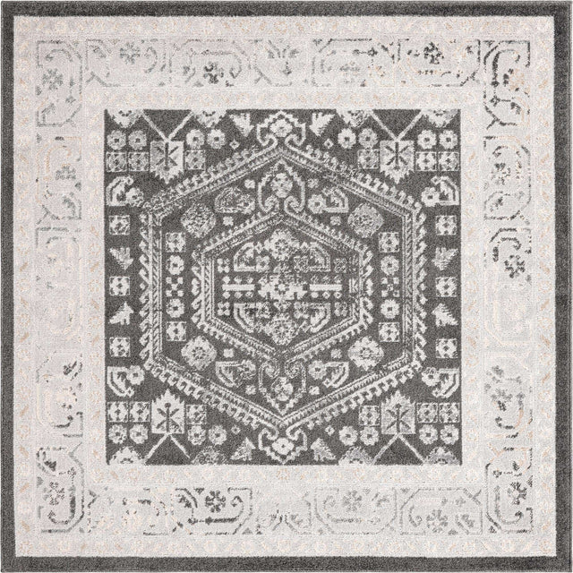 Charcoal 6' x 6' Aurelia Square Area Rug 100% Polypropylene & Jute Backing Living Dining Room Bedroom Office Traditional Carpet for Sale at Rug Engine