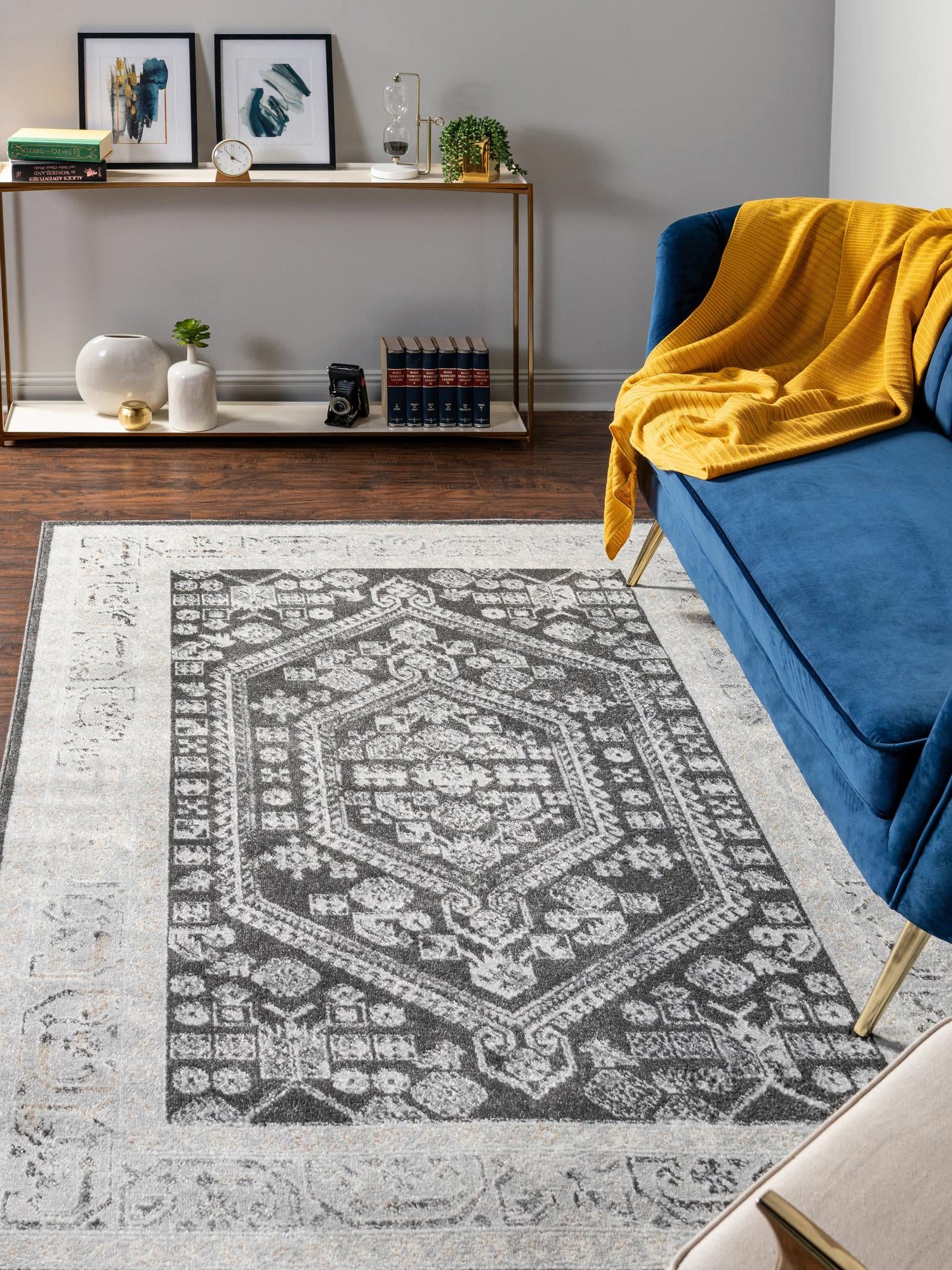 Charcoal 5' x 8' Aurelia Rectangle Area Rug 100% Polypropylene & Jute Backing Living Dining Room Bedroom Office Traditional Carpet for Sale at Rug Engine