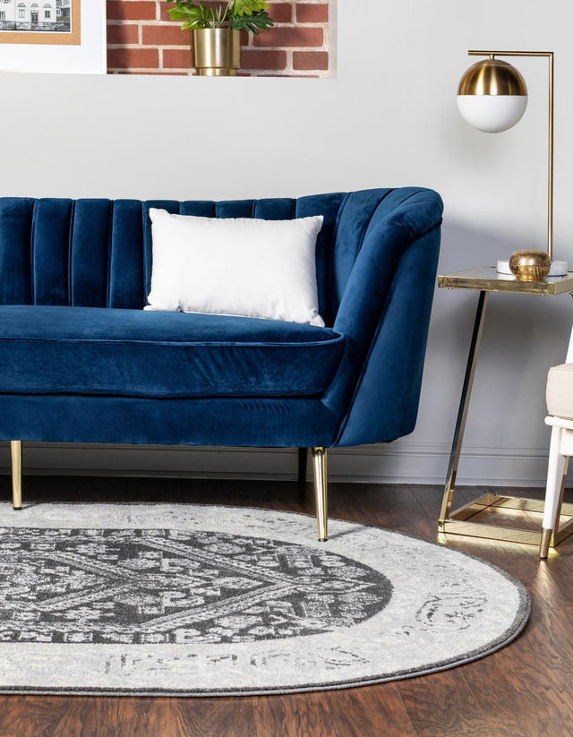 Charcoal 7' 10 x 10' Aurelia Oval Area Rug 100% Polypropylene & Jute Backing Living Dining Room Bedroom Office Traditional Carpet for Sale at Rug Engine