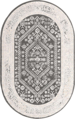 Charcoal 5' x 8' Aurelia Oval Area Rug 100% Polypropylene & Jute Backing Living Dining Room Bedroom Office Traditional Carpet for Sale at Rug Engine