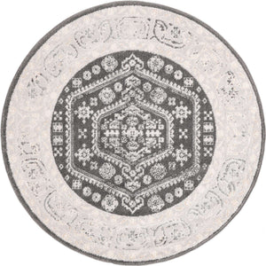 Charcoal 5' x 5' Aurelia Round Area Rug 100% Polypropylene & Jute Backing Living Dining Room Bedroom Office Traditional Carpet for Sale at Rug Engine