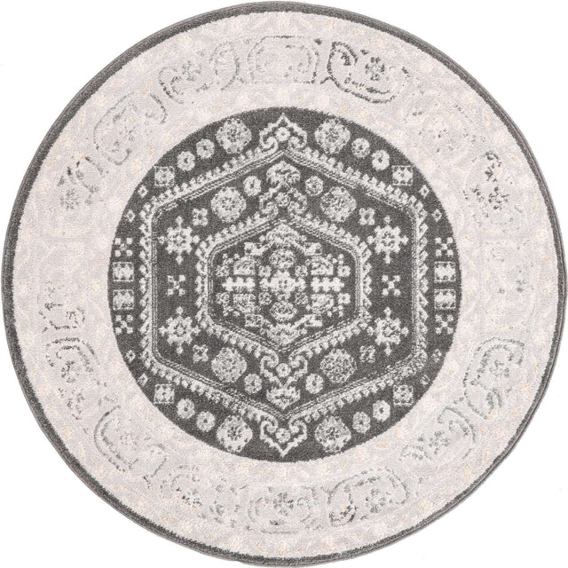 Charcoal 5' x 5' Aurelia Round Area Rug 100% Polypropylene & Jute Backing Living Dining Room Bedroom Office Traditional Carpet for Sale at Rug Engine